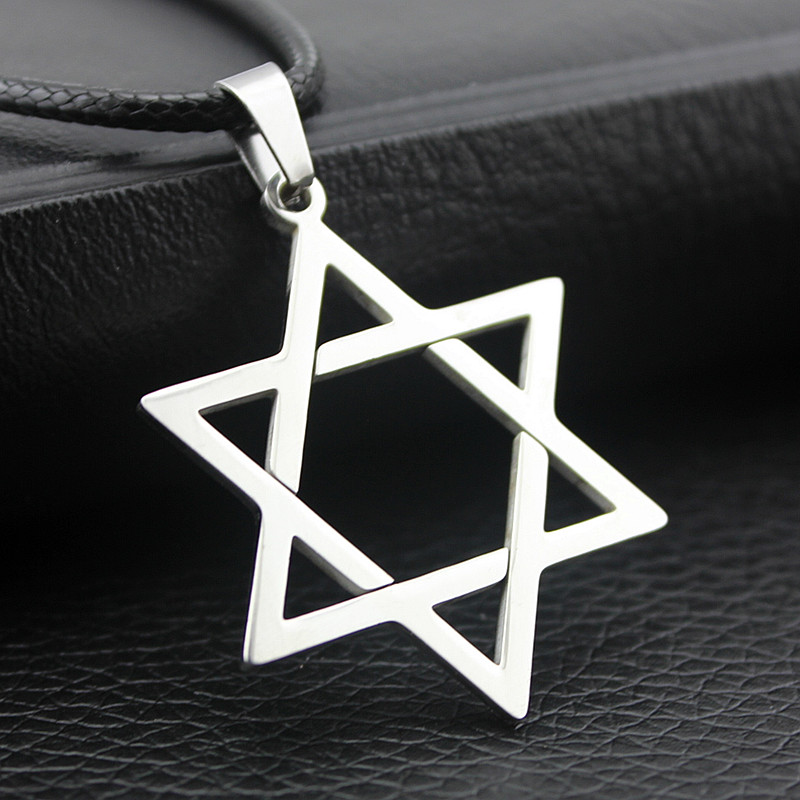 1pc Stainless Steel David Star Pendant Necklace Punk Rock Hip Hop Unisex Jewelry Geometric Hexagram Design rendy pen gpt