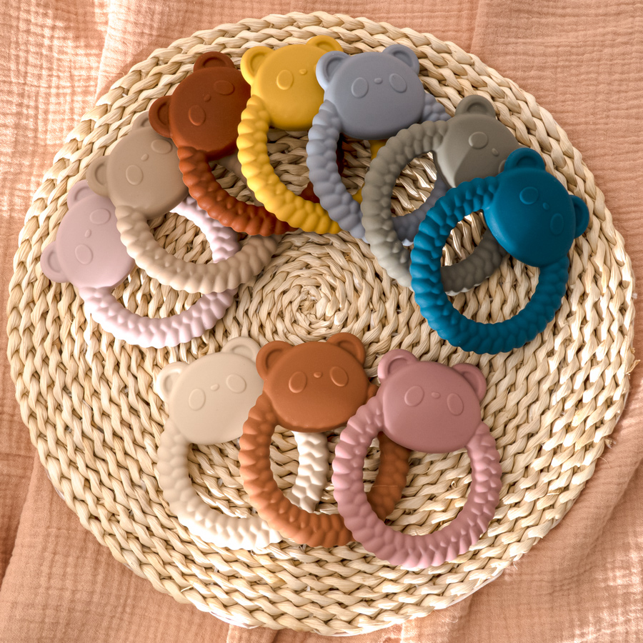 1PCS New Kawaii Panda Shape Teether Toys Silicone Teether Ring Baby Shower Kid Teething Toys Newborns Chewing Accessories