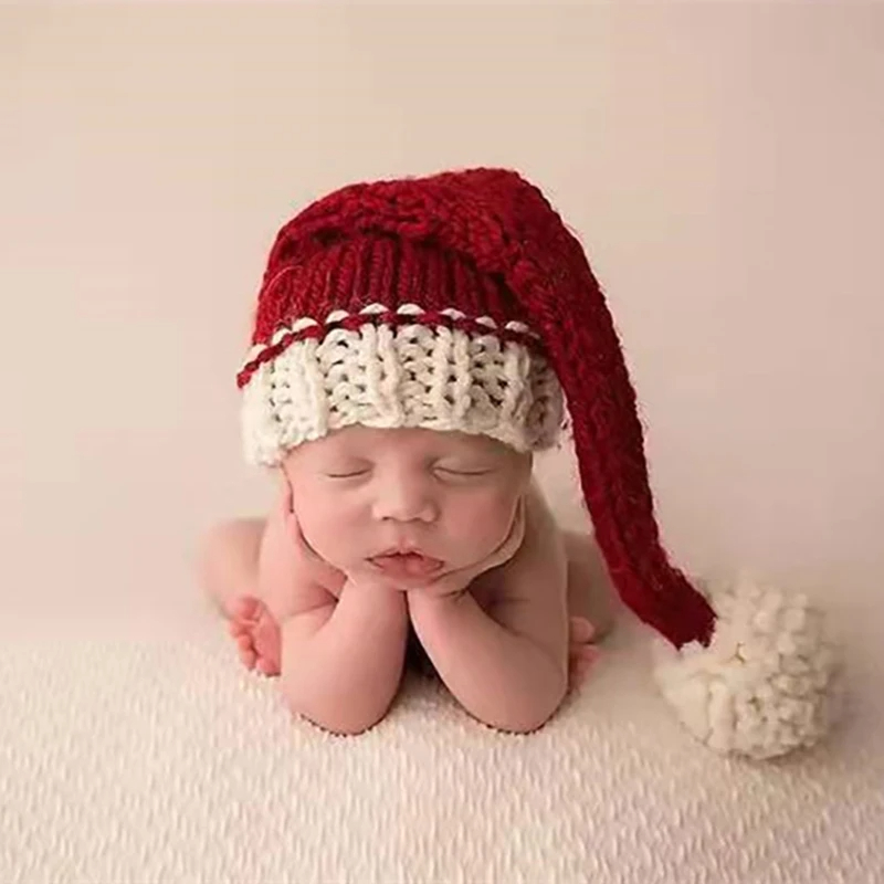 Baby Knitting Wool Hat Newborn Photography Props Stripe Crochet Infant Hats Baby Props Photoshoot Studio Accessories