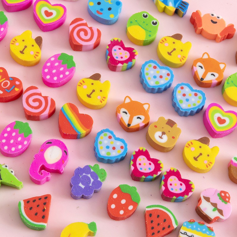30 capsules/set transparent bag cartoon fruit animal love mini eraser cross-border June 1 prizes stationery