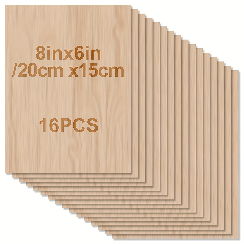 4/8/16/32/48 pieces of wood, craft wood - 15 * 20 cm (8 * 6 inches) - 2 mm thick wood, smooth surface, for laser engraving