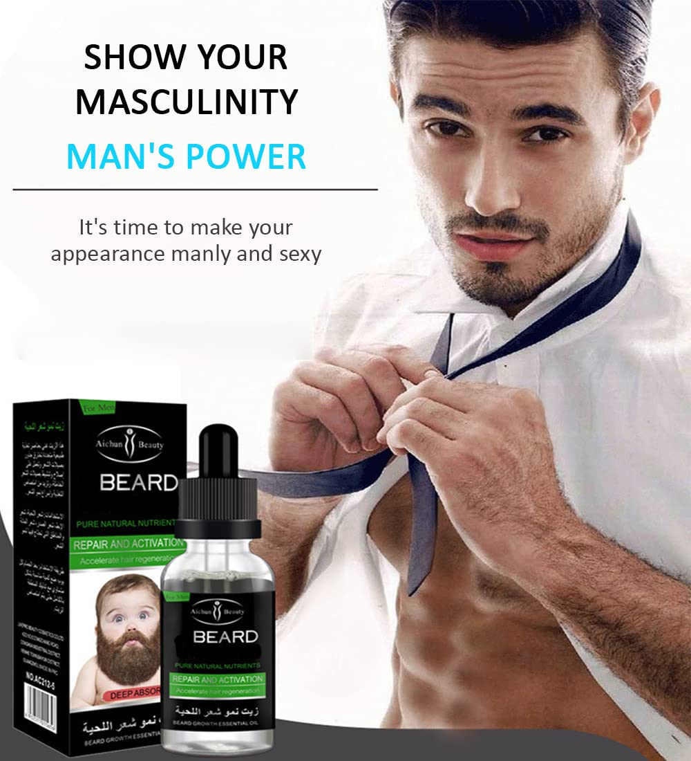 Aichun Beauty Men's Beard Growth Oil - Fast Growth & Thickening - 30ml