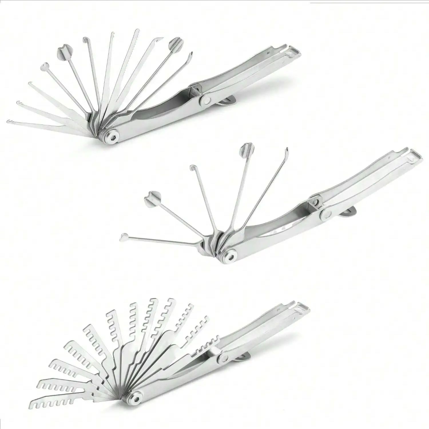 Foldable Stainless Steel Lock Pick Set - Professional Lock Picking Tools for Locksmiths