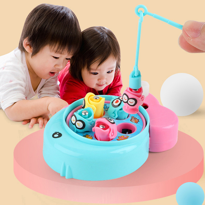 Portable Board Game Mini Fishing Toy Clock Work Power Realistic Fish Rod Interactive Toy For Kids Toddler Children