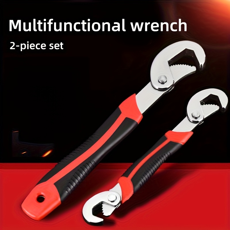 2Pcs Multifunctional Wrench Set, Self-Tightening Adjustable Spanner with Non-Slip Handle for Universal Home Auto Bike Repair