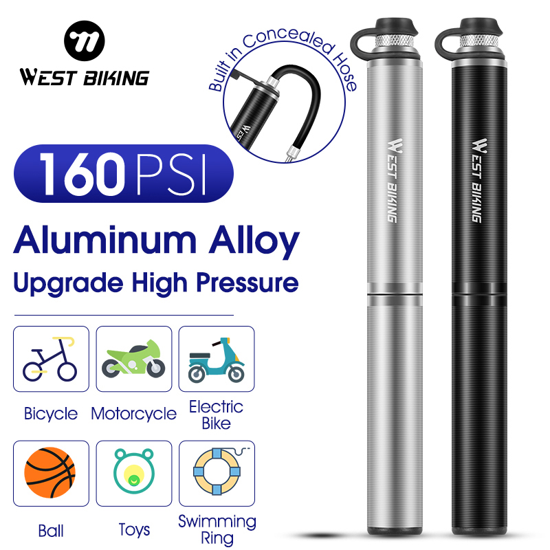 Bicycle Pump 160Psi Mini Portable Light Aluminum Alloy Bike Pump Air Pump Cycling Tire Inflator Schrader Presta Valve