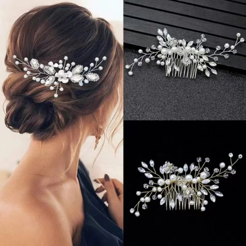 1 Pc Pearl Exquisite Hair Comb Hair Accessory Rhinestone Women Bride's Jewelry Versatile Elegant Luxurious Girls Headwear