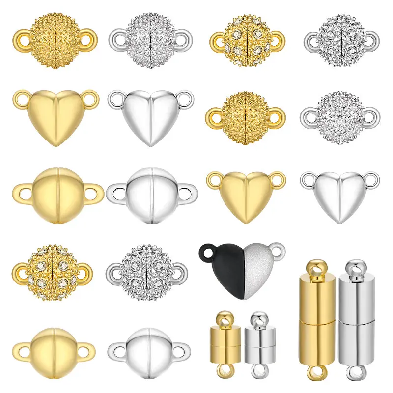 5Sets/Lot Copper Magnetic Clasps Gold Silver Plated Beads Charms End Connectors for Necklace Bracelet DIY Jewelry Accessories
