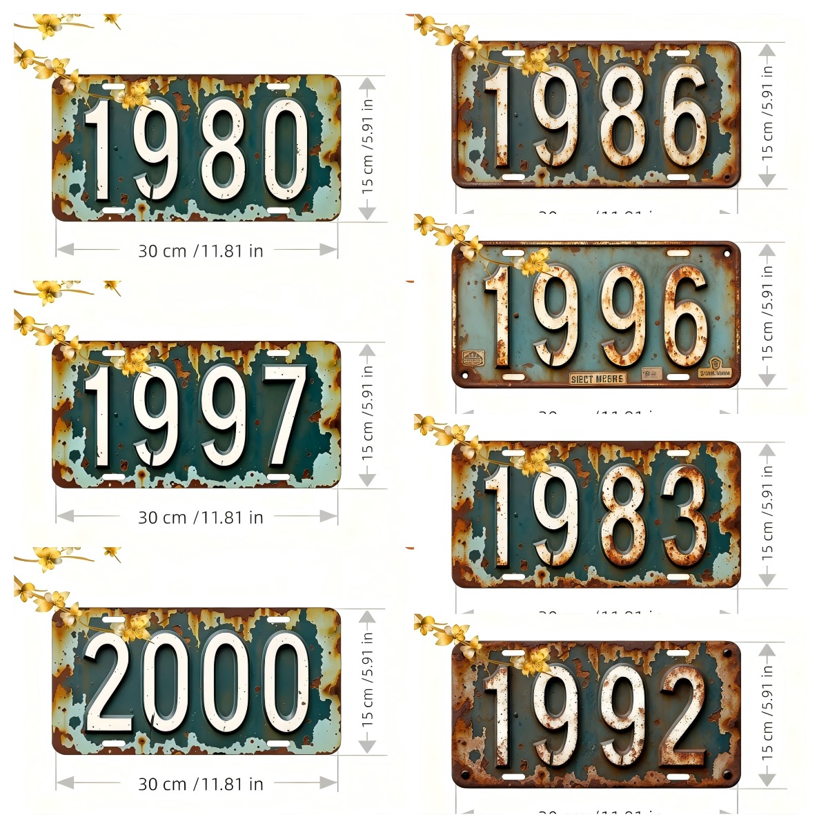 2D Flat - 1pc Vintage Metal Wall Art Plaque, 6x12 Inch Aluminum Sign with "1980-2000" Design, High-Definition UV Print