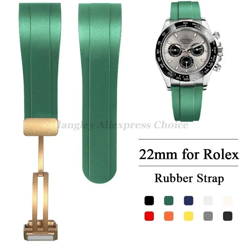 22MM Curved End Strap for Watch Band Magnetic Folding Buckle Bracelet for Water Ghost Sports Silicone Wristband