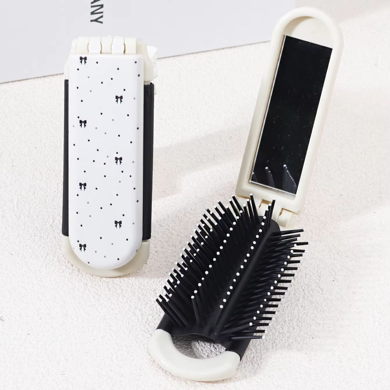 1pc butterfly print compact folding air cushion comb with mirror - small and portable, suitable for both men and women