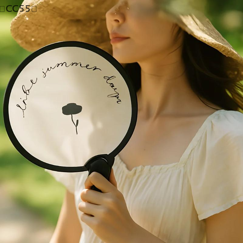 〔CC55〕Portable Handheld Folding Fan With Storage Bag, Compact And Portable, Suitable For Outdoor Activities In Summer