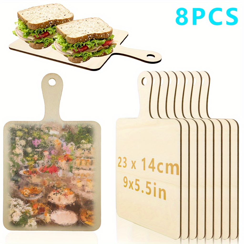 8pcs/4pcs/2pcs(9.1 x 5.5inch )mini Wooden Cutting Board with Handle Paddle Cutting Board Small Kitchen Service Board Wooden Cook