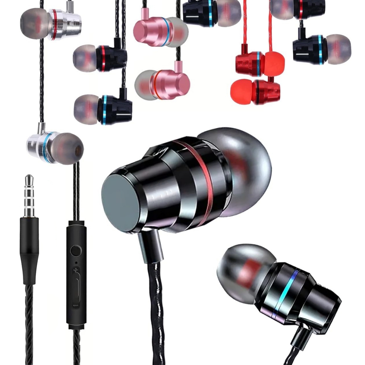 Miwayer in-Ear Headphones with Microphone Heavy Bass Stereo Noise Blocking for School Office Home, Fits for 3.5mm Jack Devices