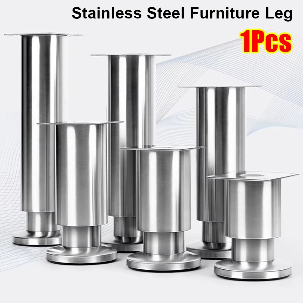 1Pcs Durable Height Adjustable Furniture Leg Thickened Stainless Steel Kitchen Cabinet Sofa Legs Replacement Round Support Stand