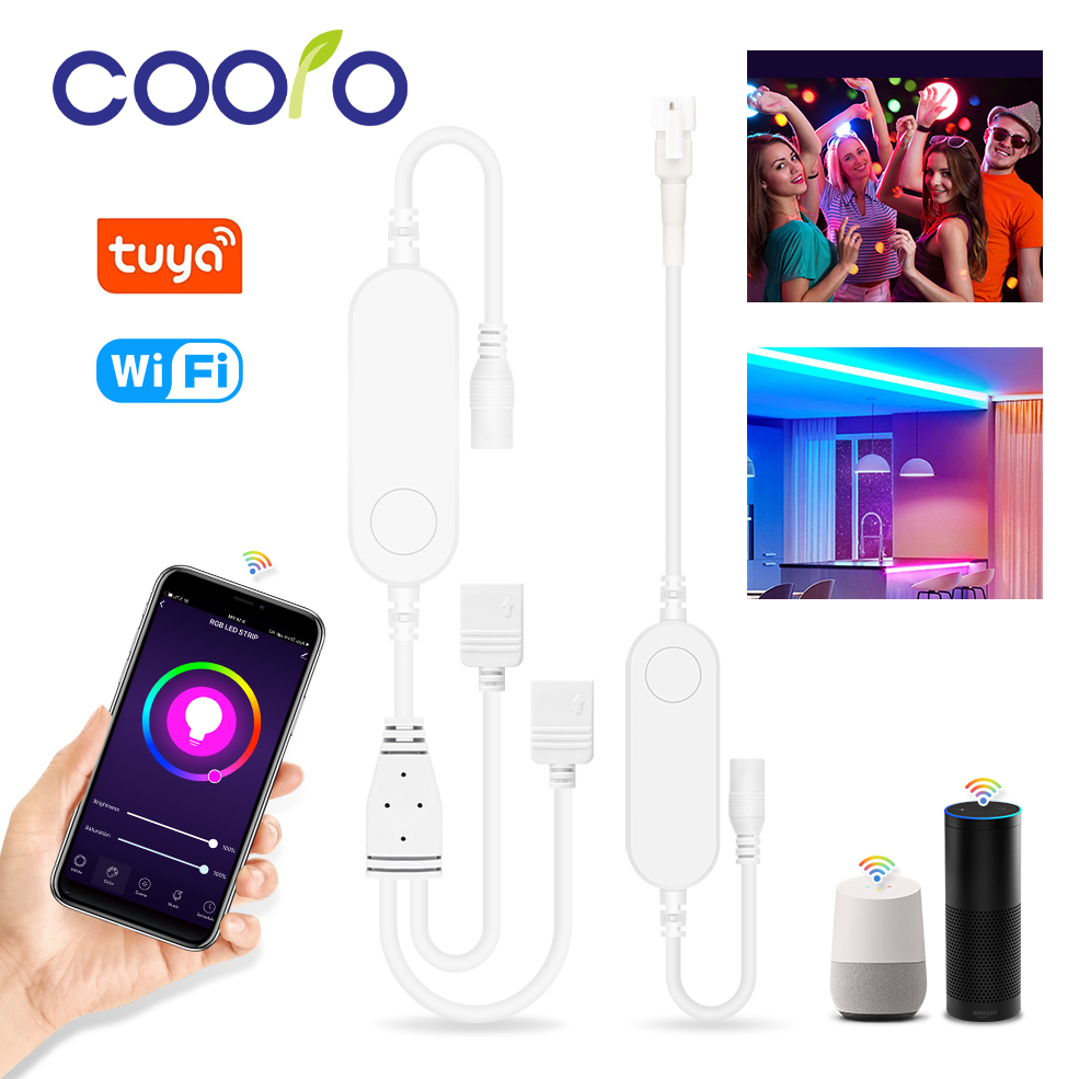 Tuya WiFi RGB Controller 12-24V Dimmer Smart Life Controller For 3Pin WS2811 4Pin 5050 RGB LED Strip Work With Alexa Home