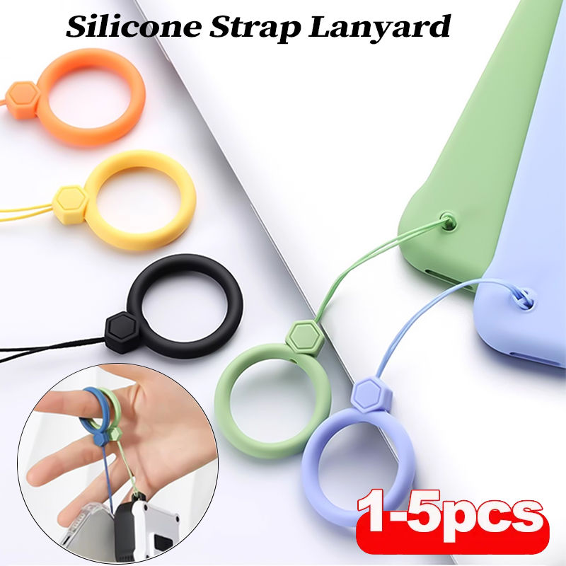 Soft Silicone Wrist Strap Lanyard for IPhone for Samsung for Xiaomi Keychain Lanyards Finger Ring Mobile Phone Hanging Rope
