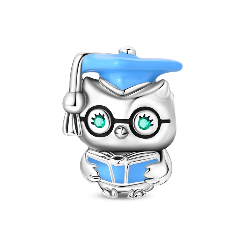 2026 New 925 Sterling Silver Owl Student Charms Beads For Women Fit Original Bracelet DIY Birthday Party Jewelry