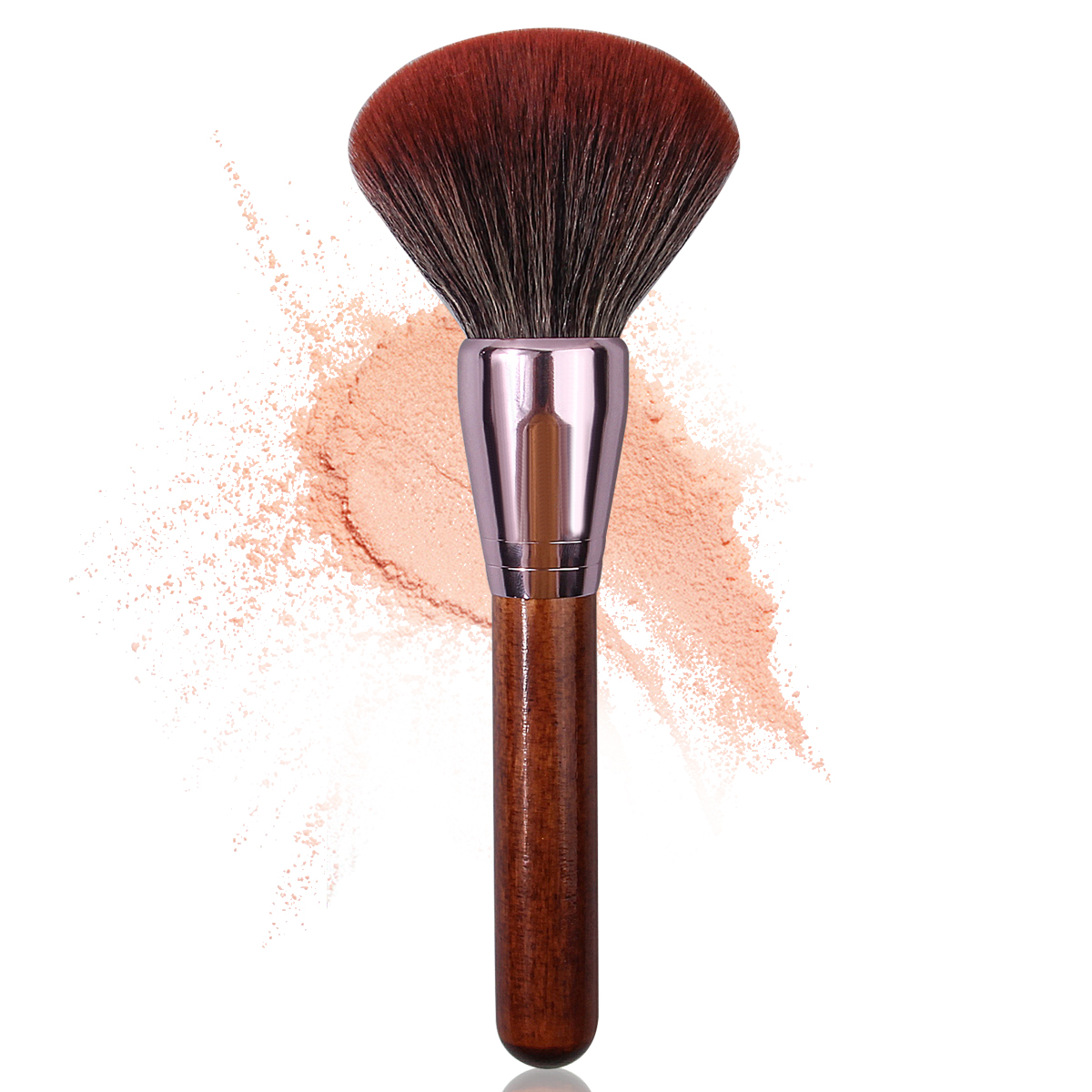 1 piece of super large, soft and fluffy wooden handle loose brush, multi-functional makeup brush, portable travel makeup tool