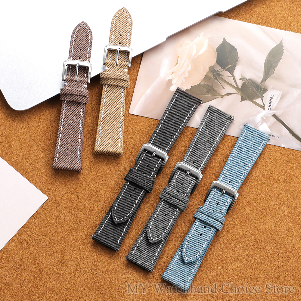 20MM 22MM Nylon Ribbed Strap Watch Band Woven Canvas Fabric Band for Men Sport Quick Release Two Piece Bracelets