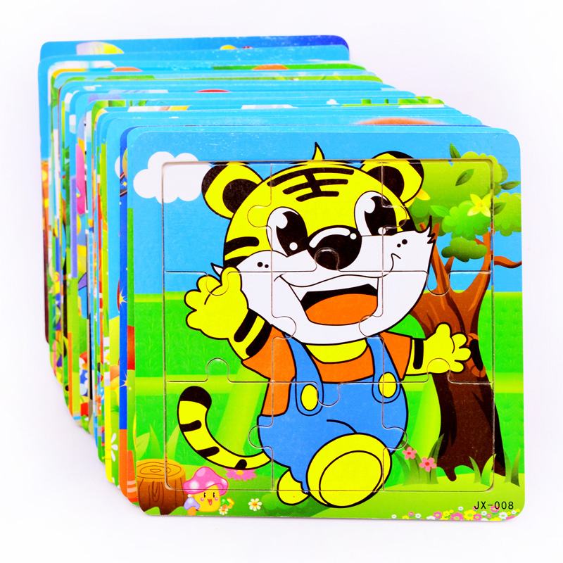30 Piece Wooden 3D Puzzle Cartoon Animal & Vehicle Jigsaw Montessori Educational Toys for Kids Baby Years - Creative