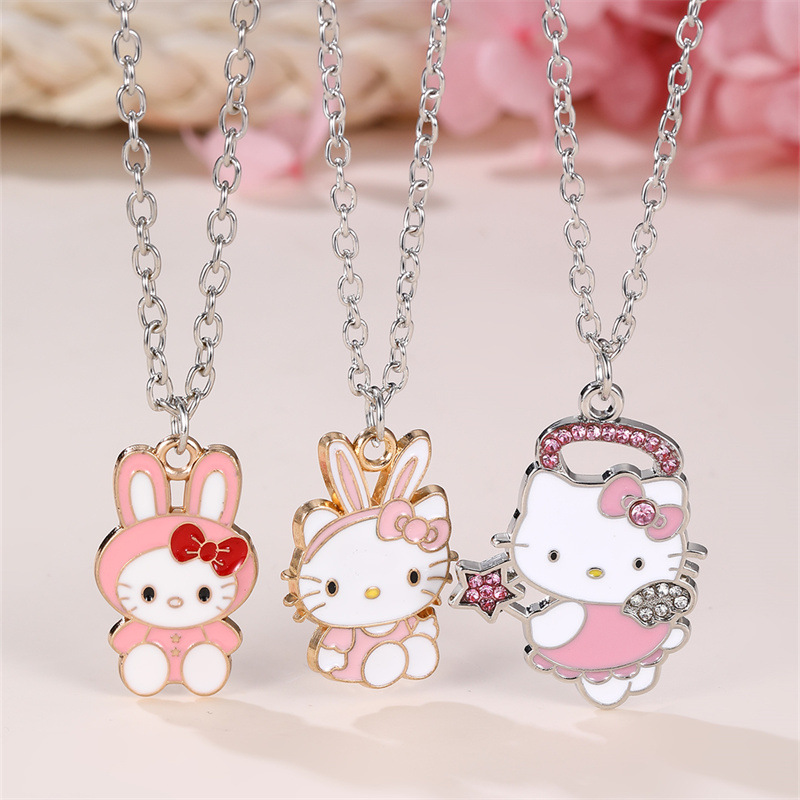 1/3pcs/set Cute Hello Kitty Pendant Necklace, Small Charm Jewelry for Women.