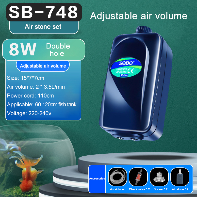 SOBO Silent Aquarium Oxygen Air Pump Fish Tank Adjustable Air Volume High Power Oxygenator Air Compressor Aerator 220v 12w Bles Online DZ-23A-38