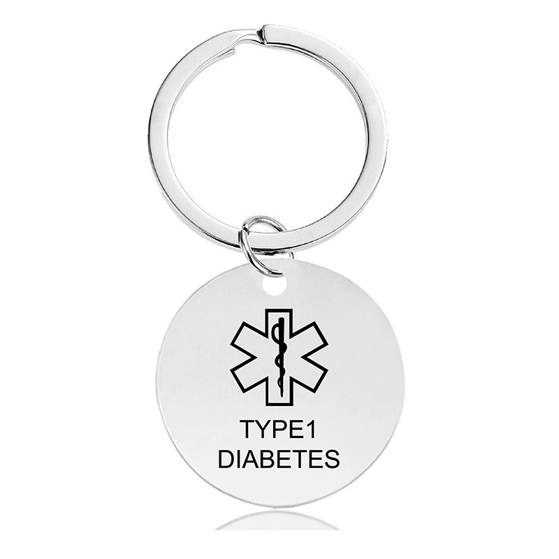 Engraved Medical Alert Key Chain Stainless Steel Type 1 Diabetes Pendant Keychains For Men Women pen gpt