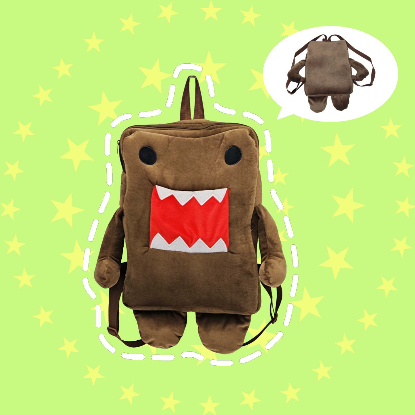 New Cute Domo-kun Plush Bag Brown Stuffed Bag Cartoon Plush Backpack Peripheral Plushie Birthday