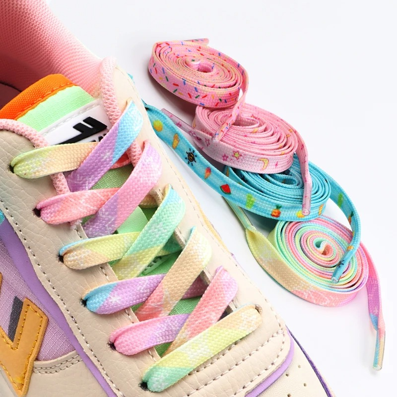 Flat Star Fruit Flowers Shoelaces for Sneakers Colorful Cartoon Cute Pattern Printing Shoe Laces Sports Casual Canvas Shoelaces