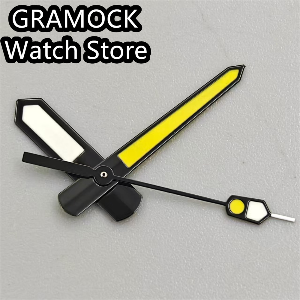 GRAMOCK Black white watch hands green luminous hands fit NH34 NH35 NH36 NH38 NH39 NH70 NH72 Movement