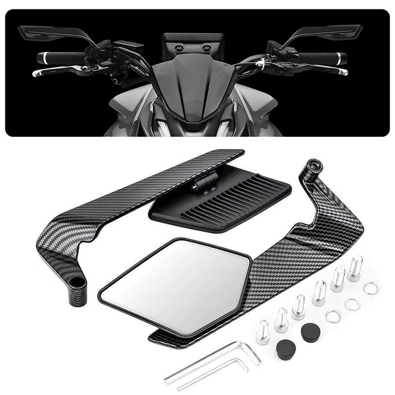 FOR Yamaha MT-03/MT-07/MT-09 SP 2013-2025 Motorcycle carbon fibre Mirrors - CNC Aluminum Stealth Winglets 360° Adjustable