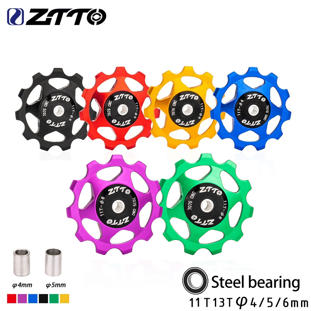 ZTTO 11T 13T 14T MTB Road Bike Rear Derailleur Jockey Wheel Steel Bearing Pulley AL7075 CNC Guide Roller Idler 4mm 5mm 6mm