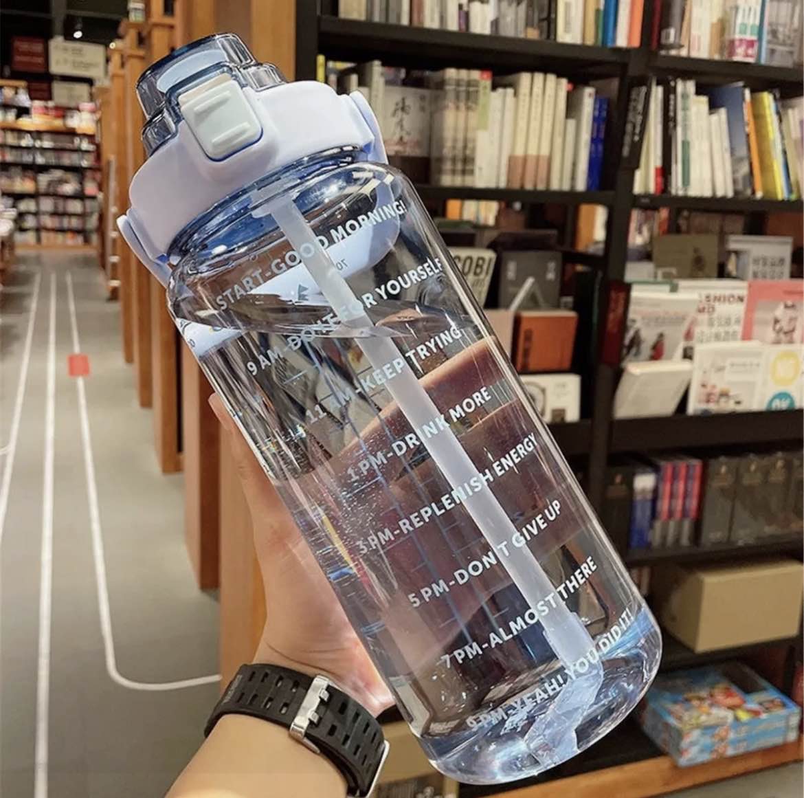Transparent Water Bottle Sport Motivation -2000 ml