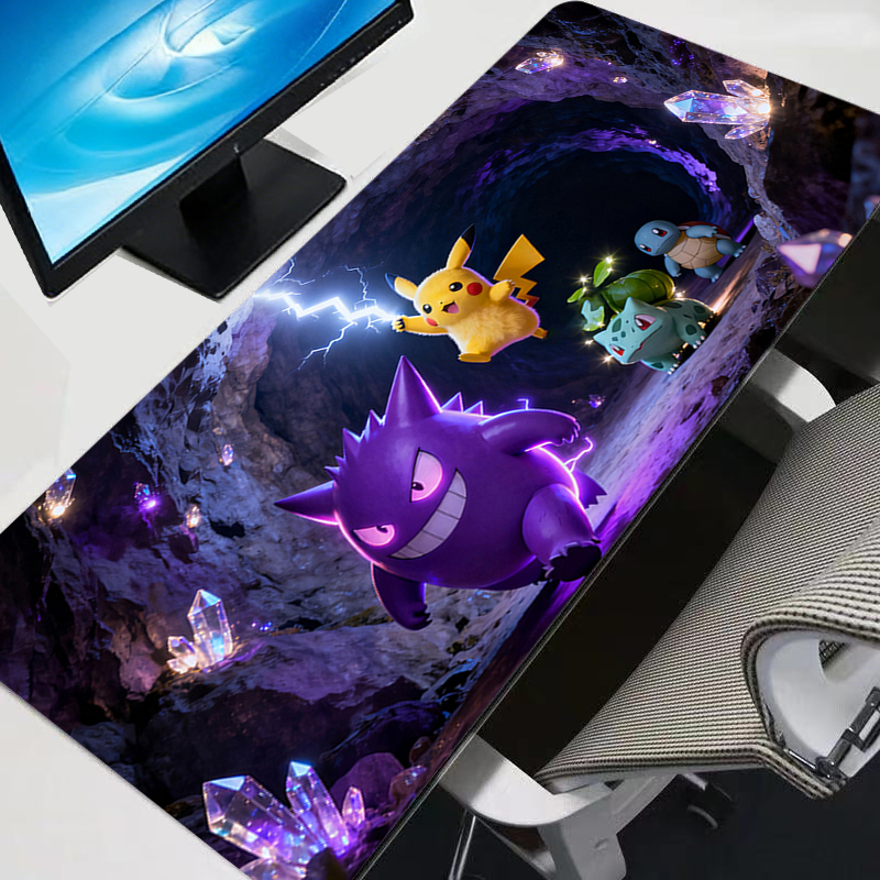 XXL Gaming Mouse Pad Anime Pokemon Pikachu Gengar PC Computer Gamer Desk Mat For CS GO LOL Big Laptop Kawaii Mousepad