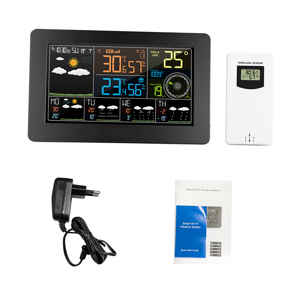 Multifunctional Color WiFi Weather Station APP Control Smart Weather Monitor Indoor Outdoor Temperature Humidity Barometric