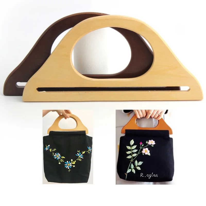 2PCS 2 Colors 25cm Wood handles for bags, handles for bags,handcraft plywood for handbags making, DIY purse handle