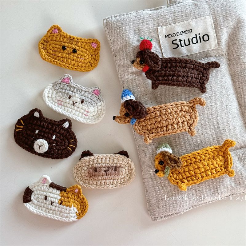 1pc Knitted crochet hair clip, cute cartoon cat, BB clip, bangs clip, edge clip, hair accessory, new style headwear