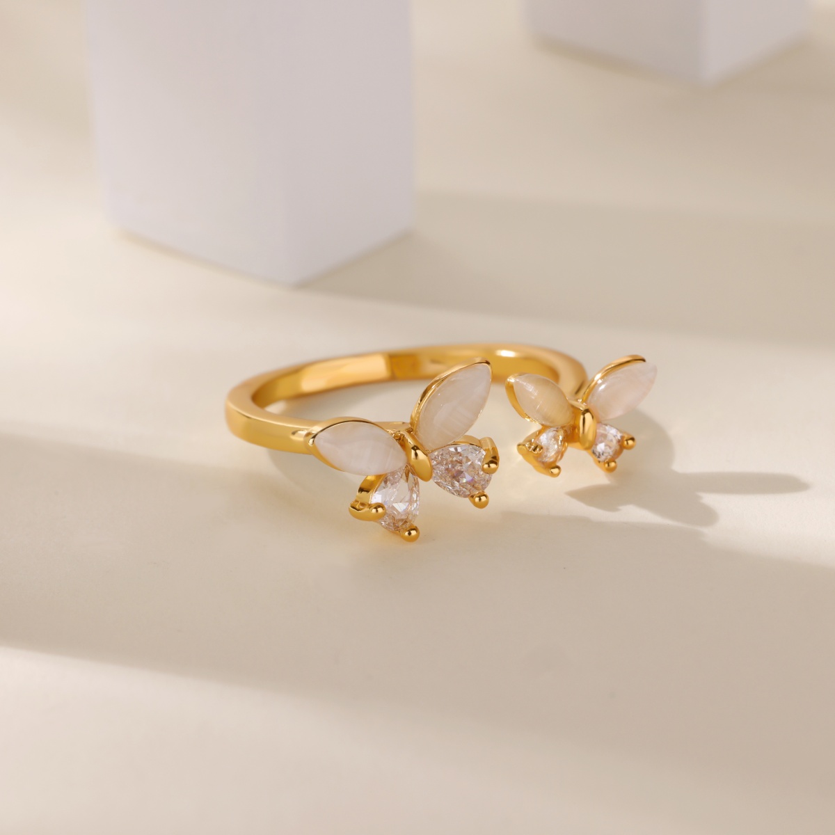 Cubic Zirconia Butterfly Rings for Women Gold Plated Stainless Steel Ring Trend 2025 Waterproof Finger Jewelry Freeshipping item