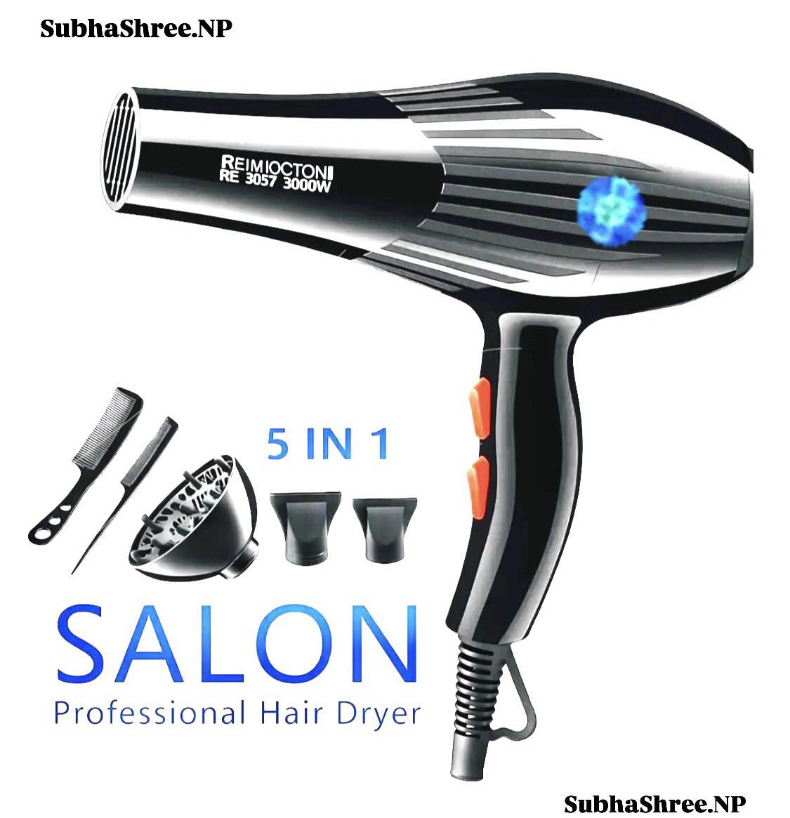 3000W 5 In 1 Professional Remlongton Hot Cold Hair Dryer 3 Heat speed Hair Dryer