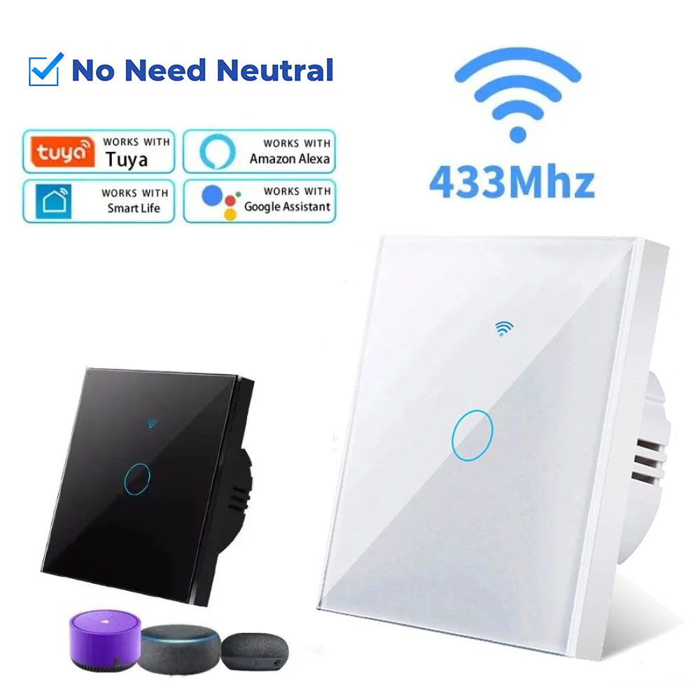 AVATTO Tuya WiFi Smart Switch Brazil Socket Neutral Wire Required 1 2 Gang Light Switch Work with Alexa Home