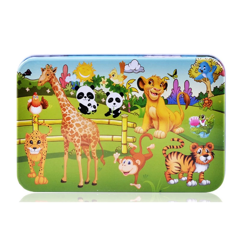 50/100pcs Kids Wooden Puzzle Cartoon Animal Vehicle Wood Parent Child Game Toy Jigsaw Baby Early Educational