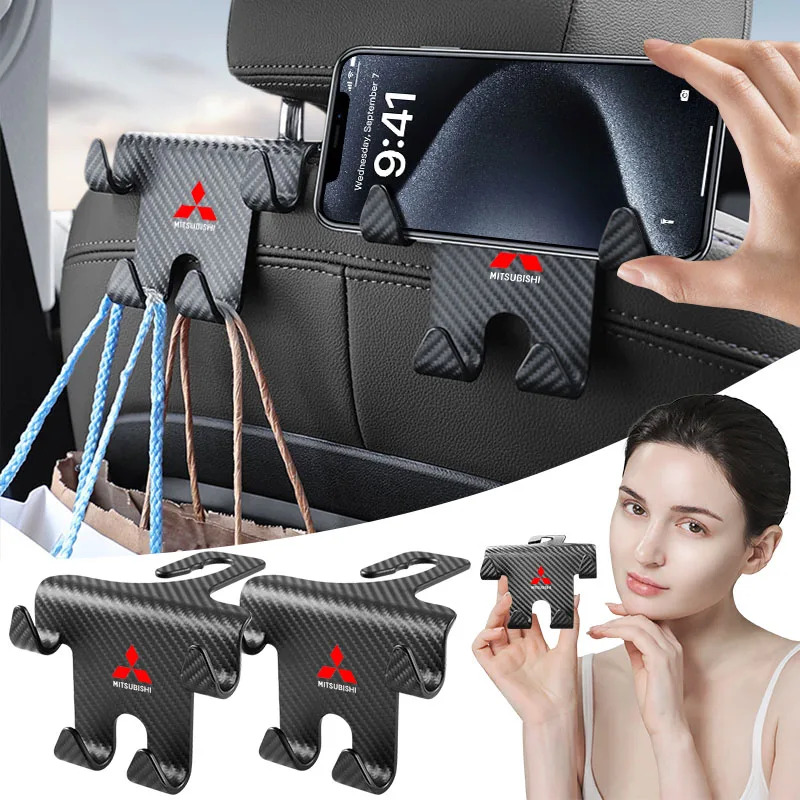 1/2PCS Car Seat Headrest Hook Auto Back Seat Organizer Accessorie For Mitsubishi ASX Lancer Pajero Outlander L200 EVO Lancer EX