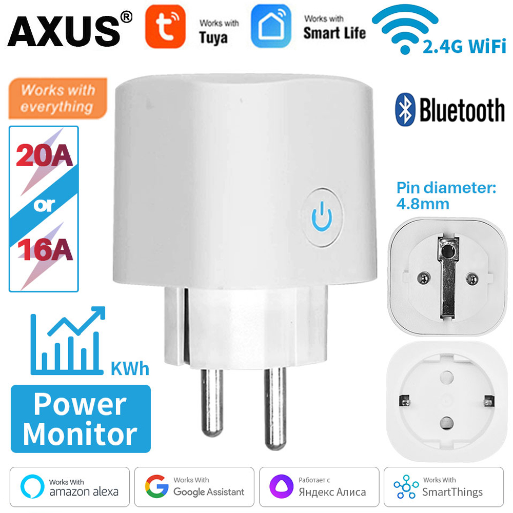 16A/20A Tuya Smart Life APP With Power Monitor Timing Function Alexa Home Szaoiju Smart Plug WiFi Socket EU
