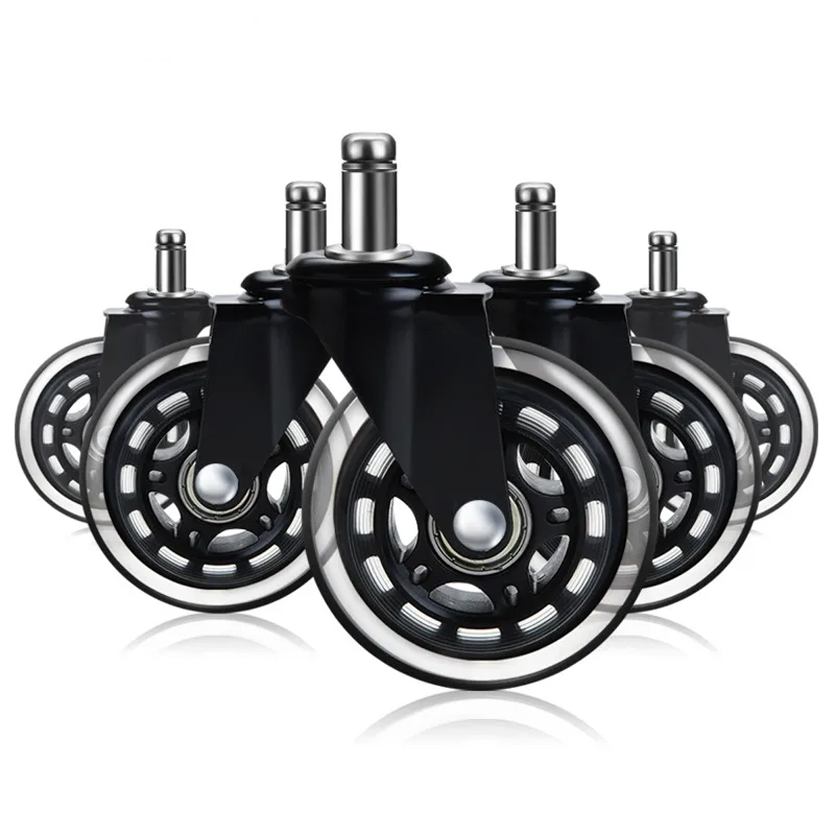 5pcs Universal Furniture Casters Wheels 3 Inch 360 Degree Rotatable Safe Rollers Quiet Rolling Office Chair Caster Wheels