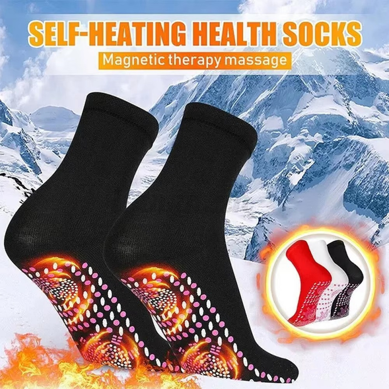4/2/1pairs Self Heating Socks Winter Health Socks Foot Massager Acupuncture Point Relieve Pain Warm Floor Mid-tube Stocking