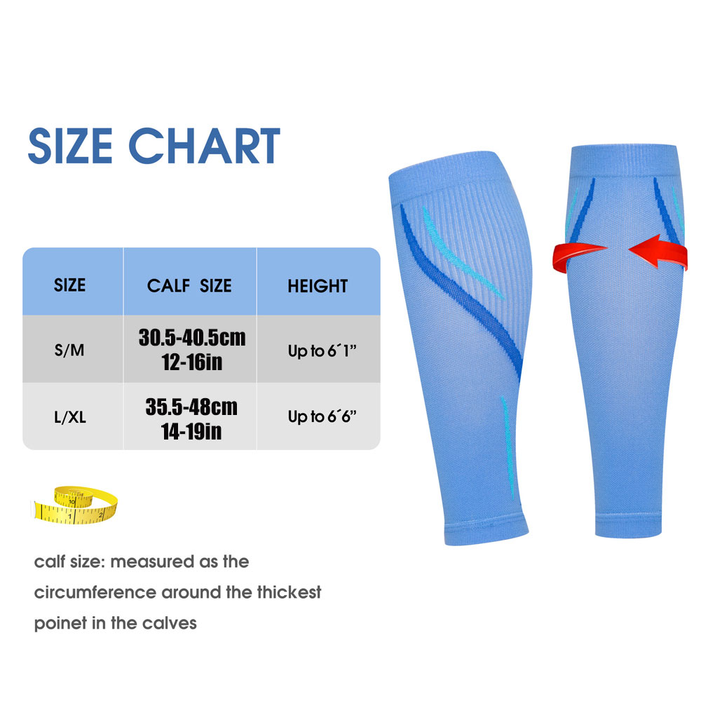 1 Pair Compression Calf Sleeves (20-30mmHg) - Leg Support for Running, Shin Splint, Medical, Travel, Nursing, Cycling, Leg Pain