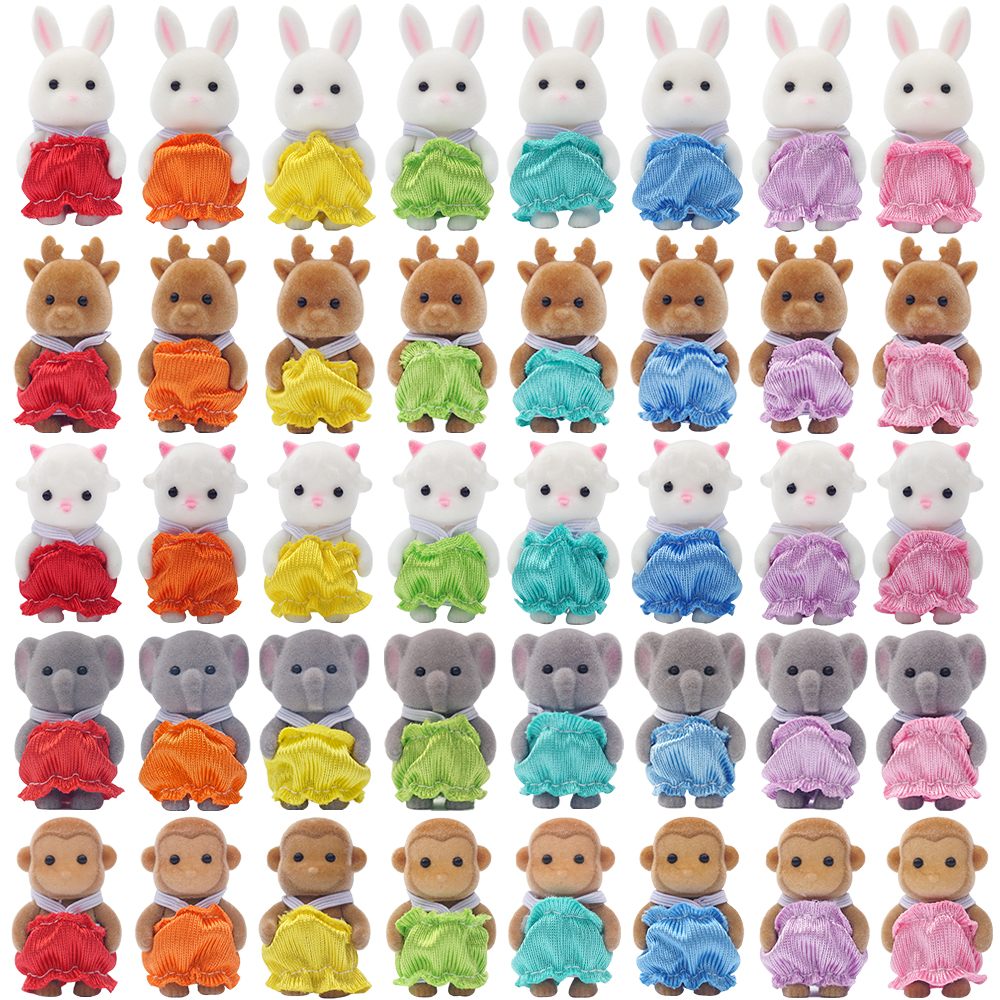 1/12 Forest Animal Baby Colorful Small Blue Cat Brown Rabbit Reideer 8Pcs Miniature Dollhouse Model Pretend Play Girl Toy