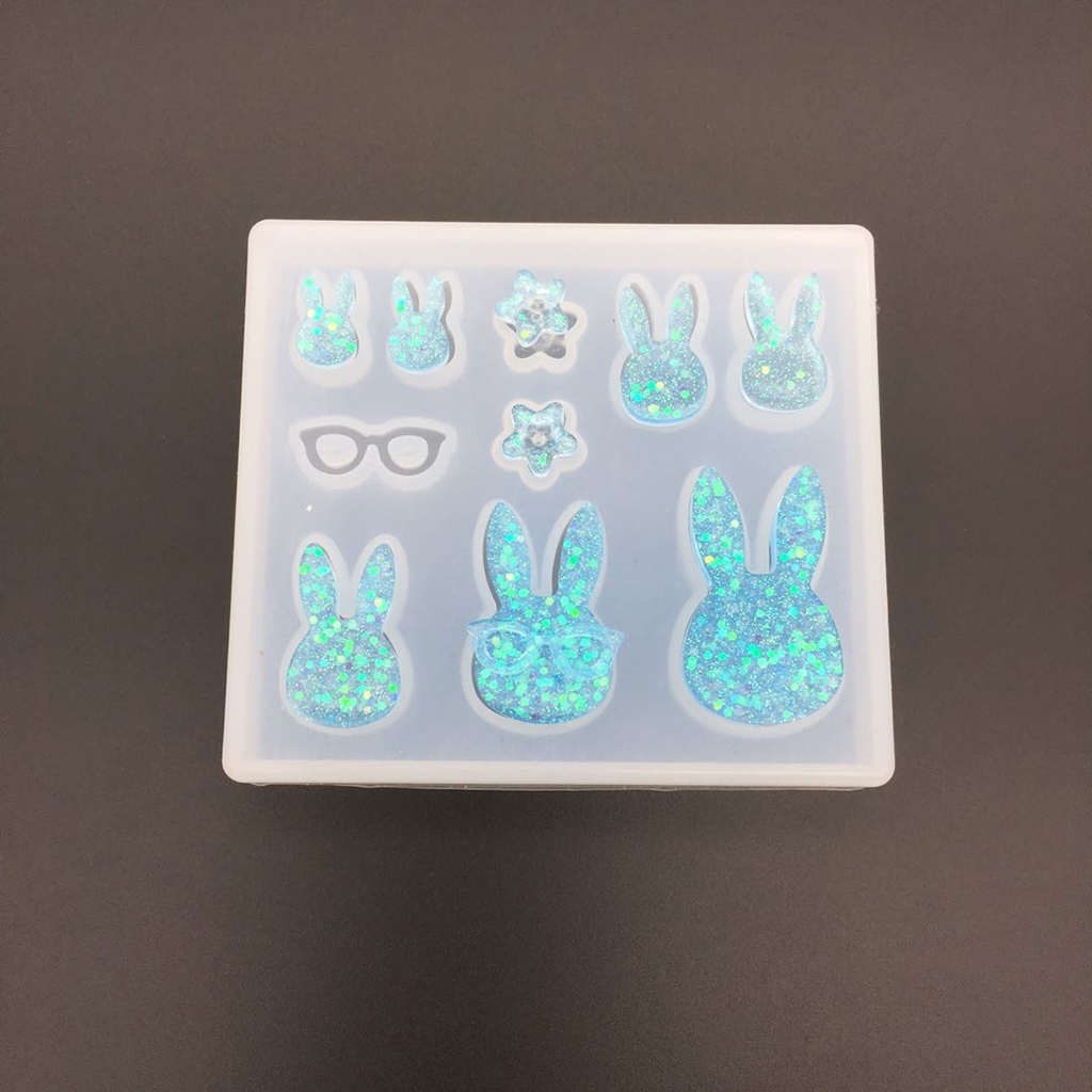 9 Designs Silicone Mold Rabbit Flowers Necklace Earring Pendant Resin Casting Mould DIY Jewelry Making Mould Tools