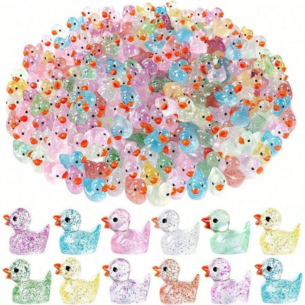 10/20/50Pcs Mini Glitter Ducks Colorful Little Resin Ducks,Home Decor Best Birthday,Desk Decoration Cute Animal Figurine